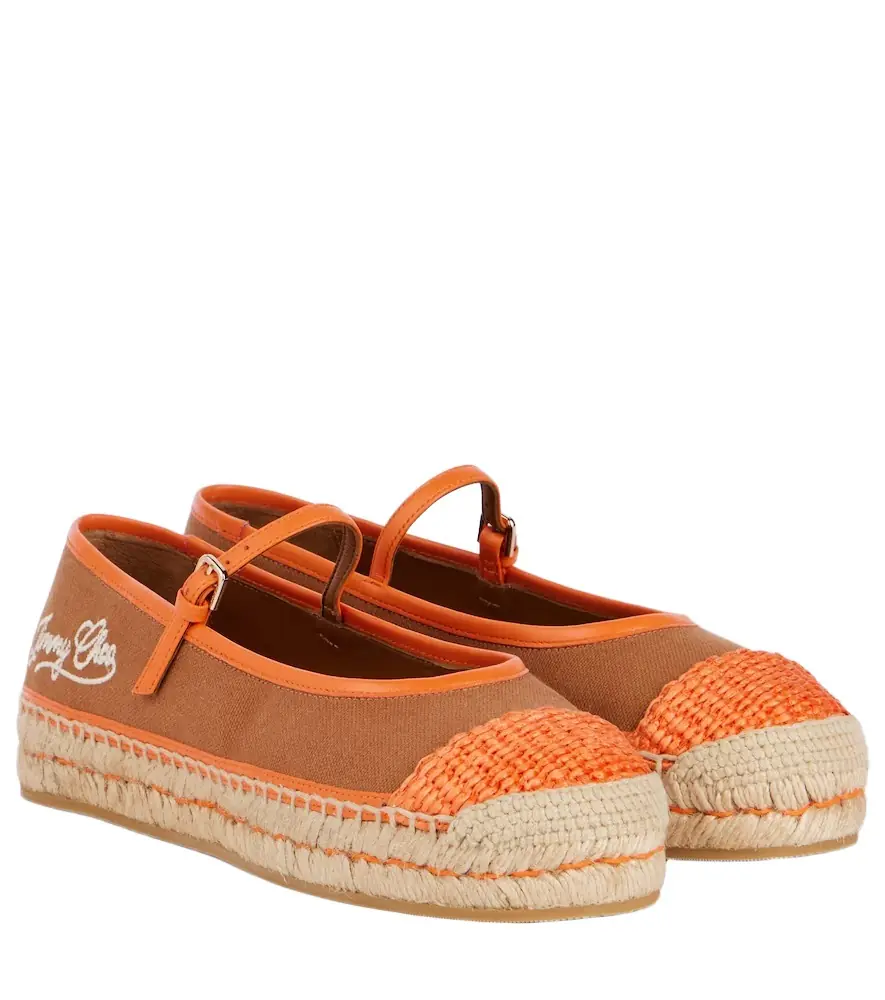 Jimmy Choo Aciel leather-trimmed canvas espadrilles - Women's Shoes
