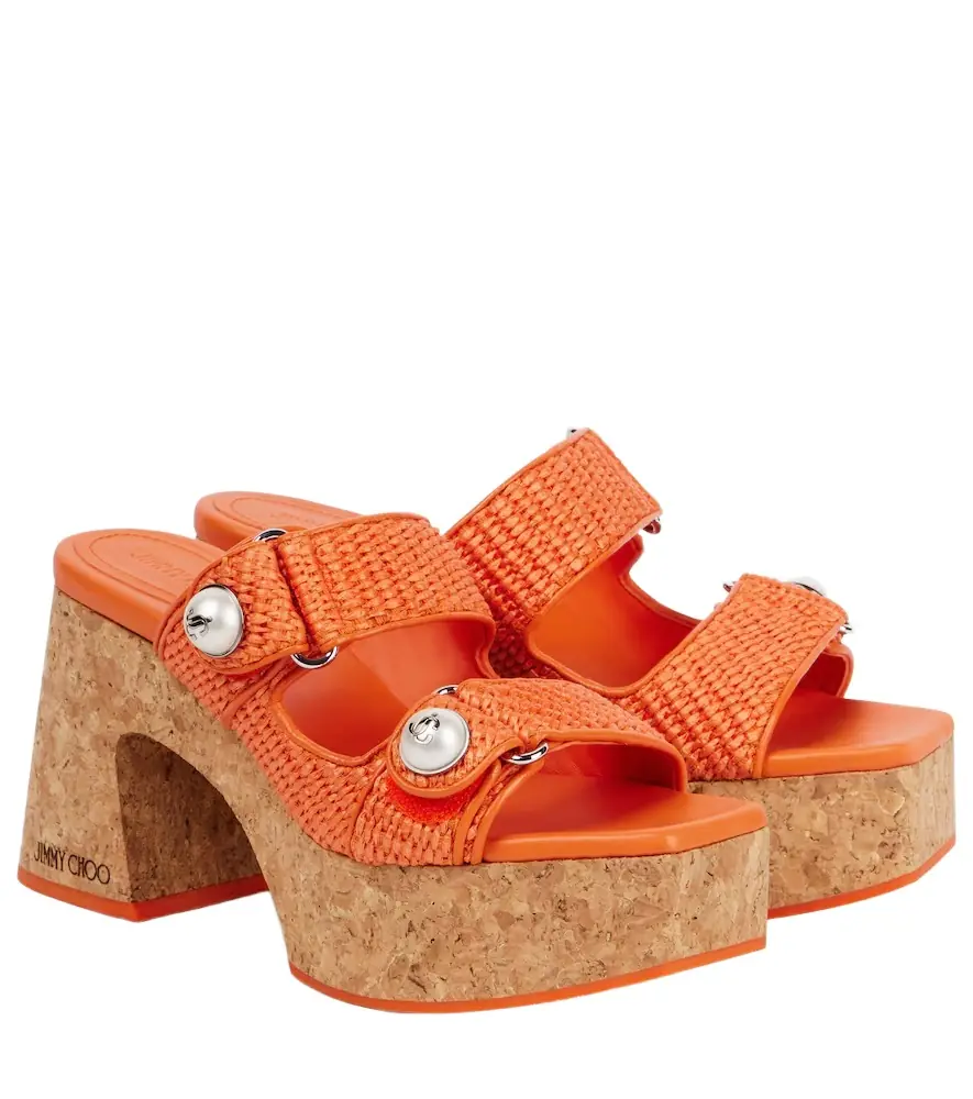 Jimmy Choo Fayence 95 raffia platform mules - Women's Shoes