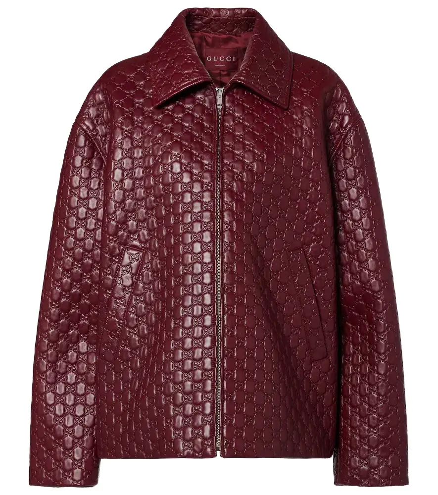 Gucci GG debossed leather jacket