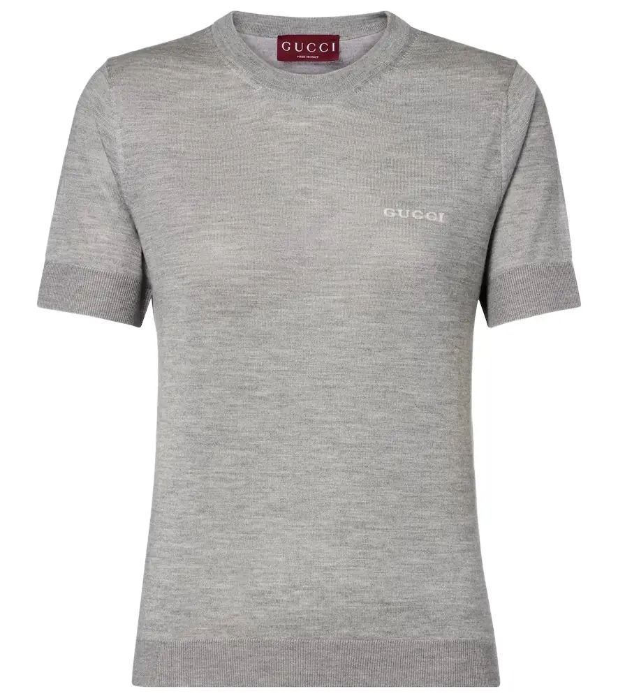 Gucci Logo knitted cashmere and silk T-shirt