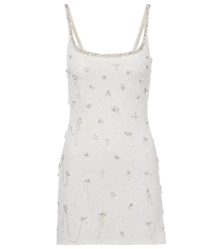 Clio Peppiatt Droplet embellished beaded minidress