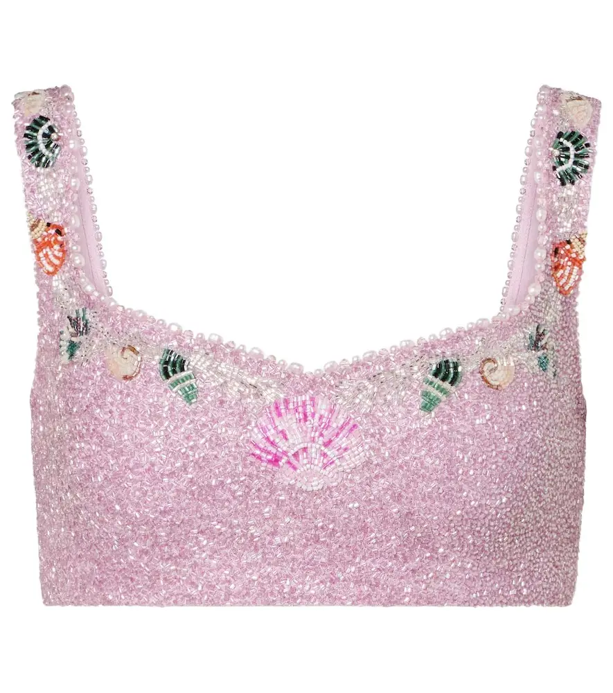 Clio Peppiatt Marina embellished crop top