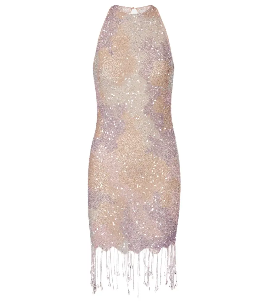 Clio Peppiatt Fringed sequined minidress