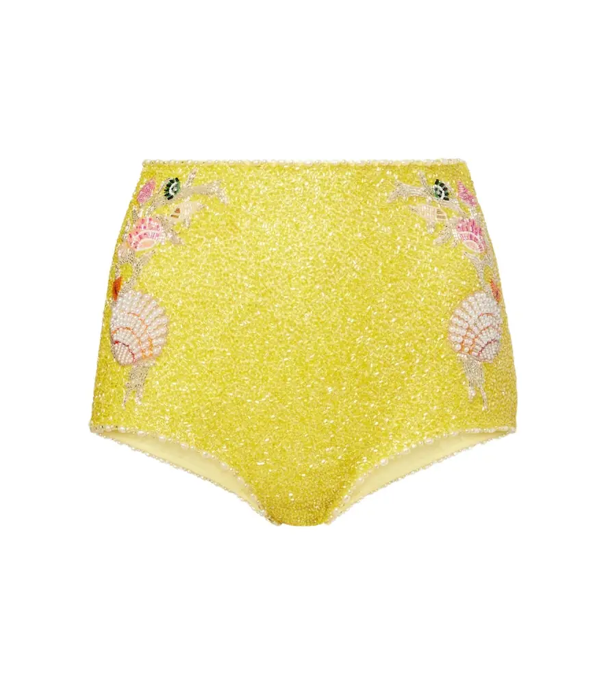 Clio Peppiatt Marina embellished high-rise micro shorts