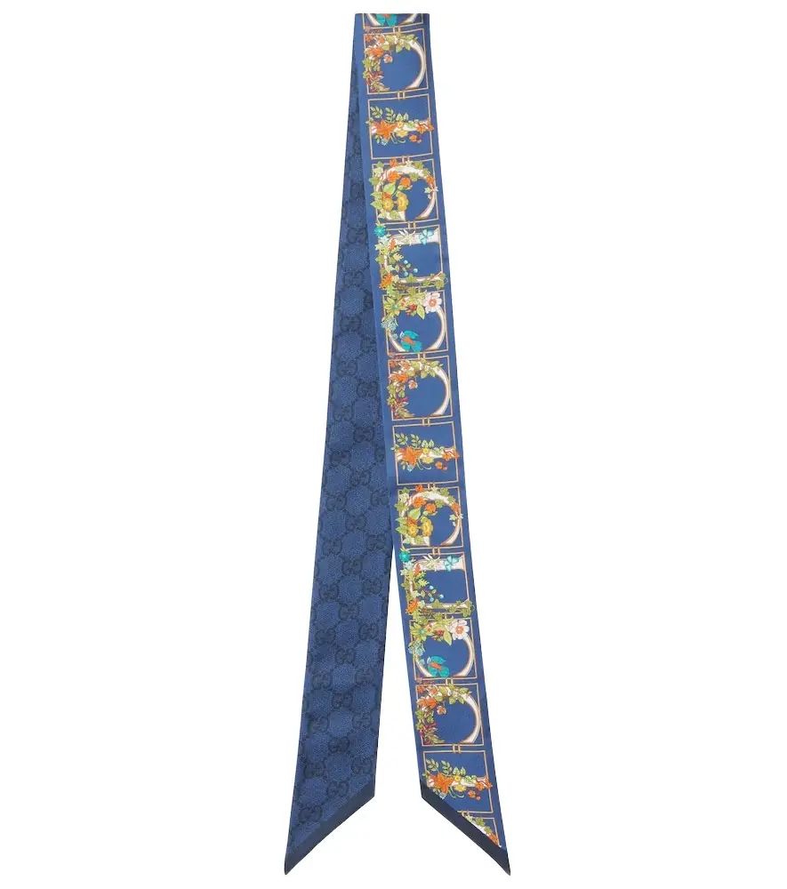 Gucci GG floral printed silk scarf