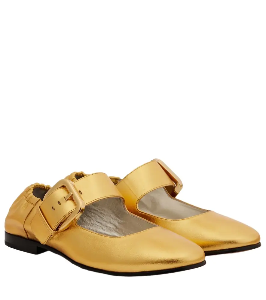 Bottega Veneta Amy metallic leather Mary Jane flats