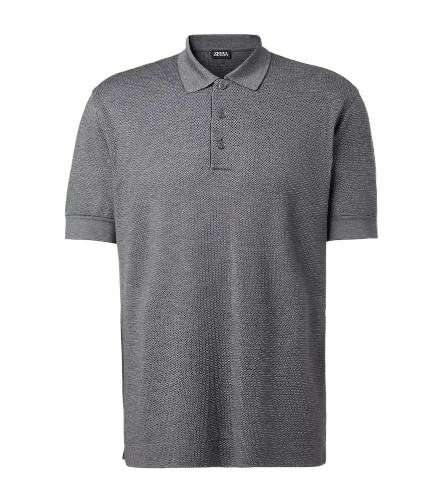 Zegna Cotton and silk piqué polo shirt