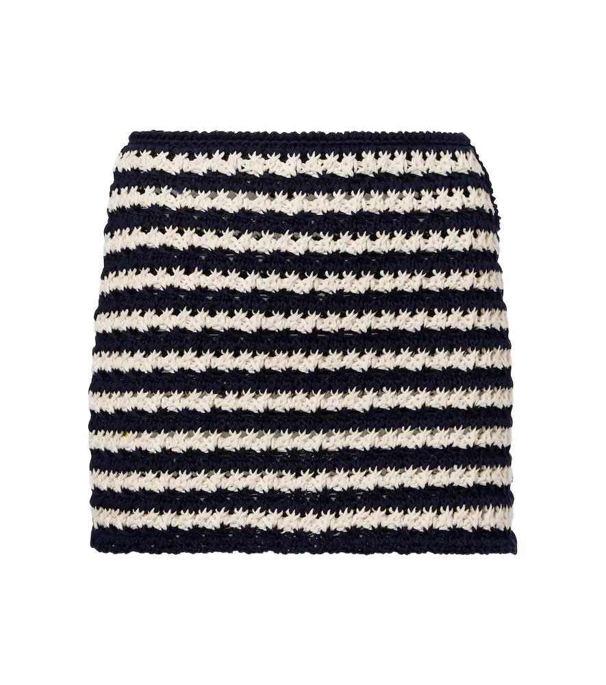 Prada Crochet striped cotton miniskirt
