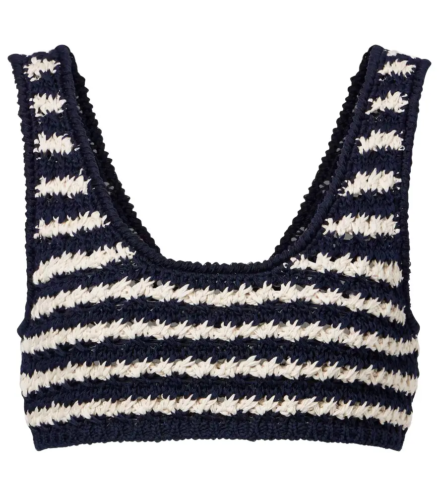 Prada Crochet striped cotton crop top