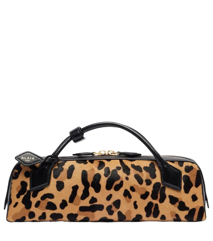 Alaia Alaïa Le Teckel leopard-print calf hair clutch