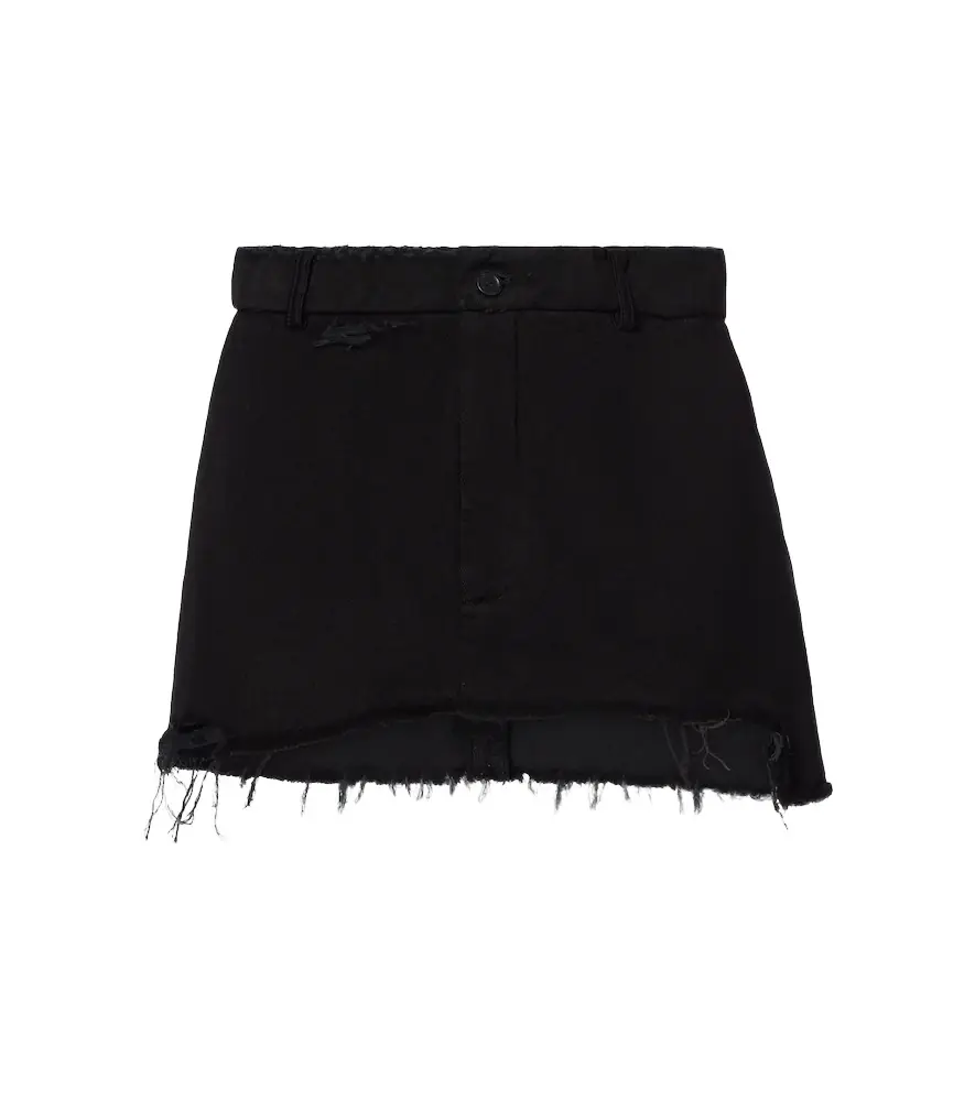 Balenciaga Distressed denim miniskirt