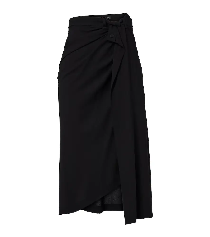 Balenciaga Draped gathered crêpe midi skirt