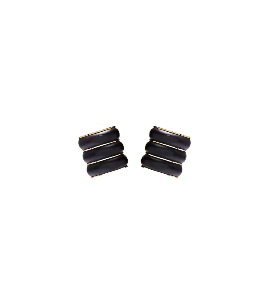 Alaia Alaïa Bumper wooden clip-on earrings