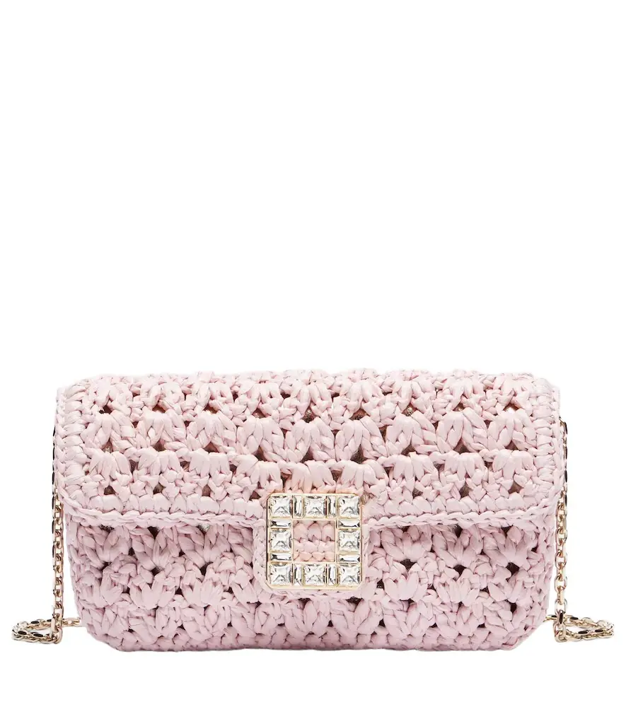 Roger Vivier Jeu De Fille embellished raffia clutch