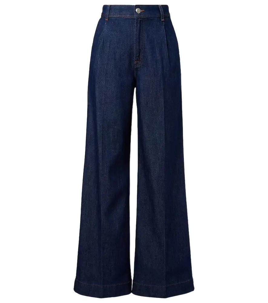 7 For All Mankind Pleated high-rise wide-leg jeans