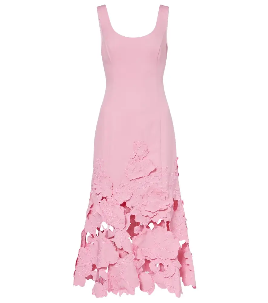 Leo Lin Emily floral-appliqué midi dress