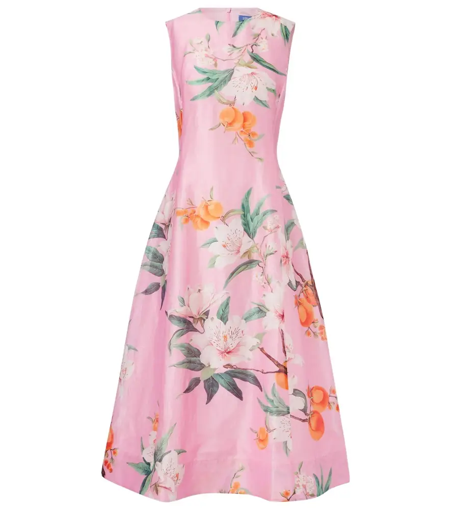 Leo Lin Cleo floral linen-blend midi dress