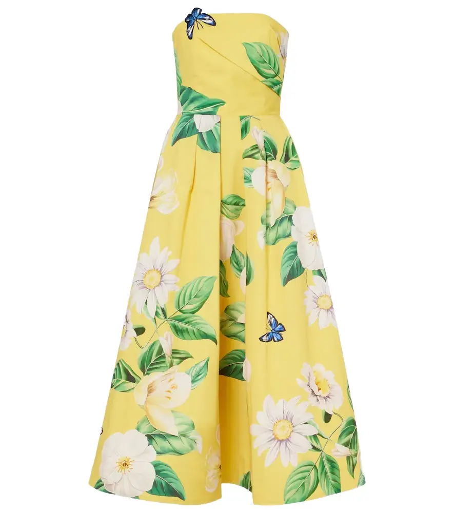 Leo Lin Lynn floral cotton bustier dress