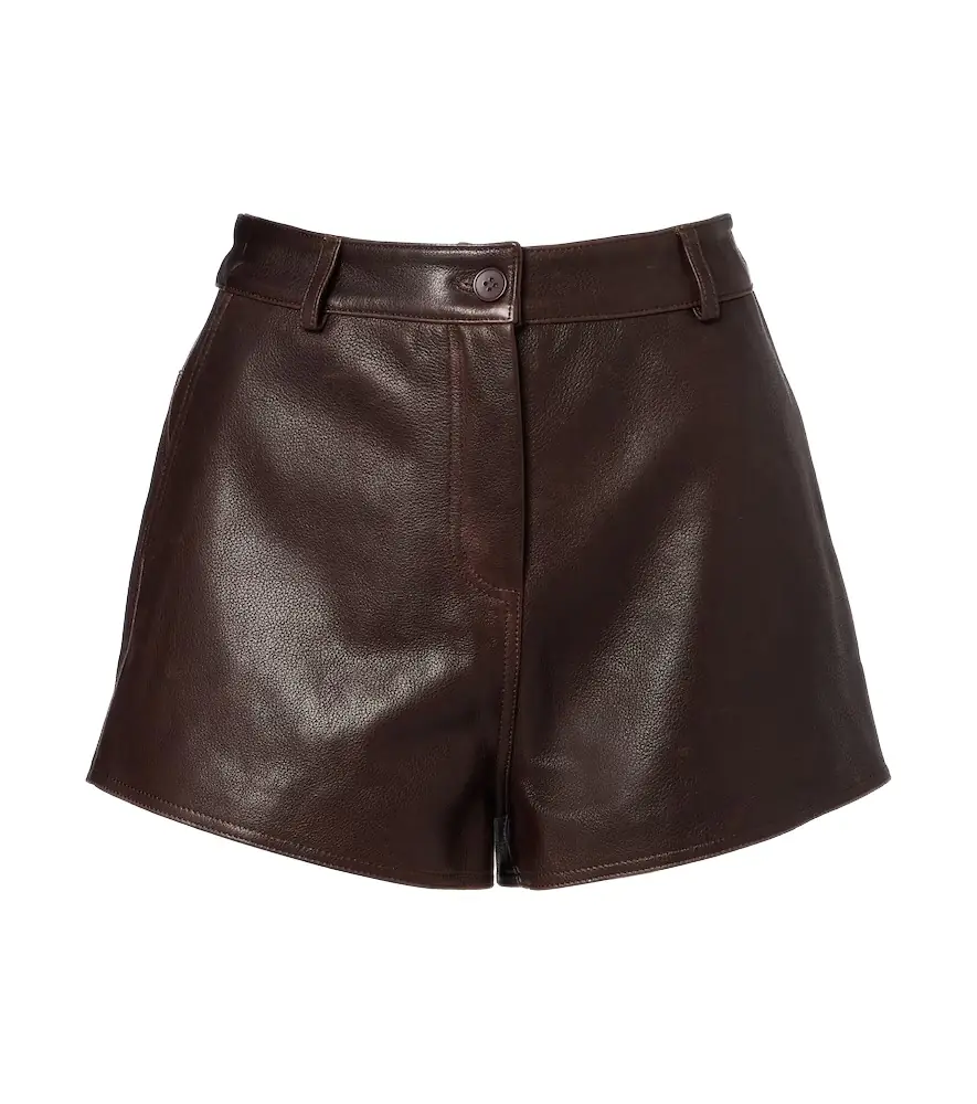 Nour Hammour Leontine leather shorts