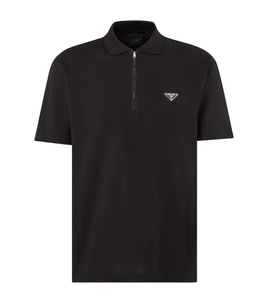 Prada Re-Nylon-trimmed cotton piqué polo shirt