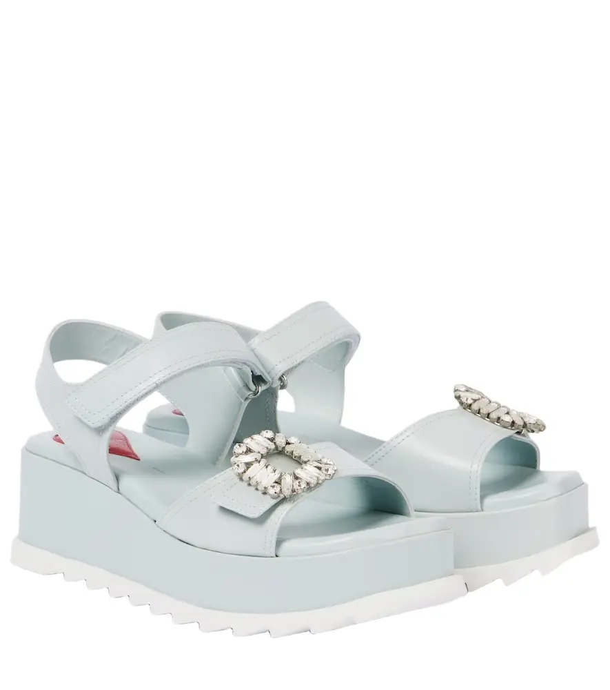 Roger Vivier Embellished leather platform sandals