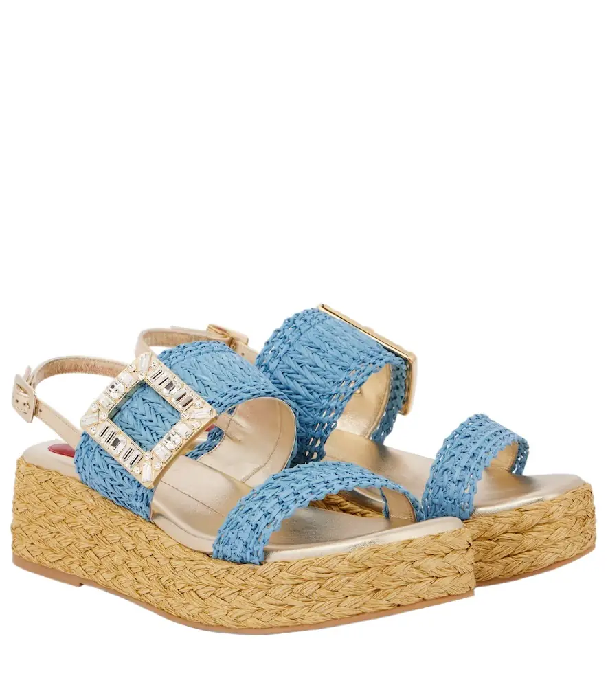 Roger Vivier Espa 60 raffia platform slingback sandals