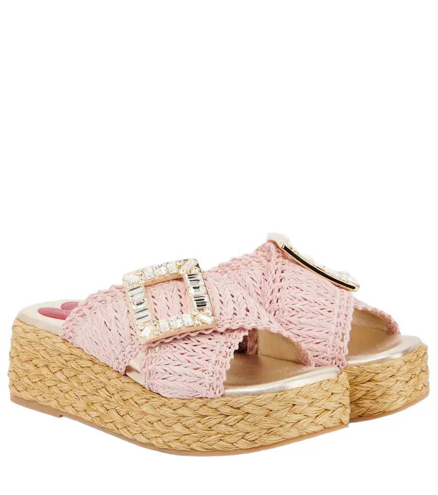 Roger Vivier Espa 60 embellished raffia espadrille sandals