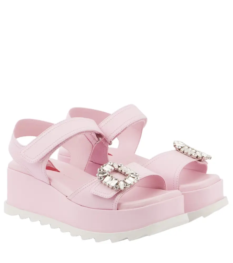 Roger Vivier Embellished leather platform sandals