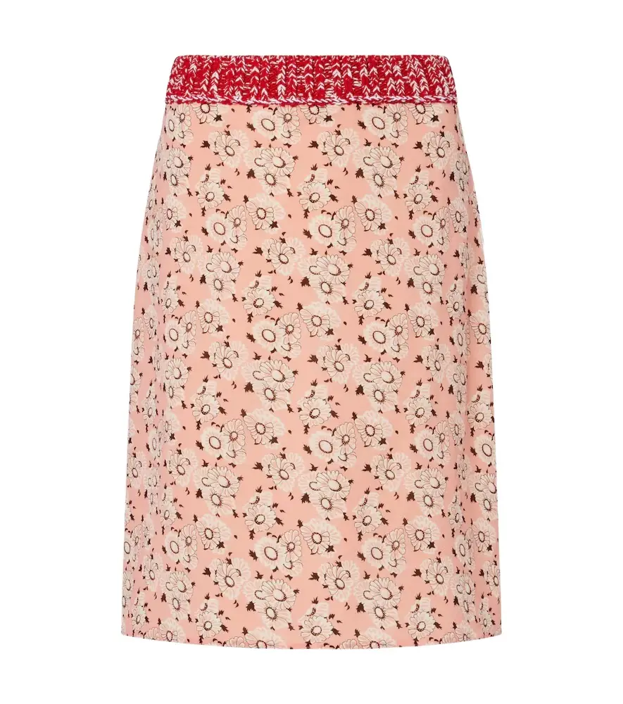 Prada Floral silk-blend pencil skirt
