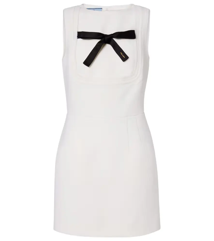 Prada Bow-detail virgin wool minidress