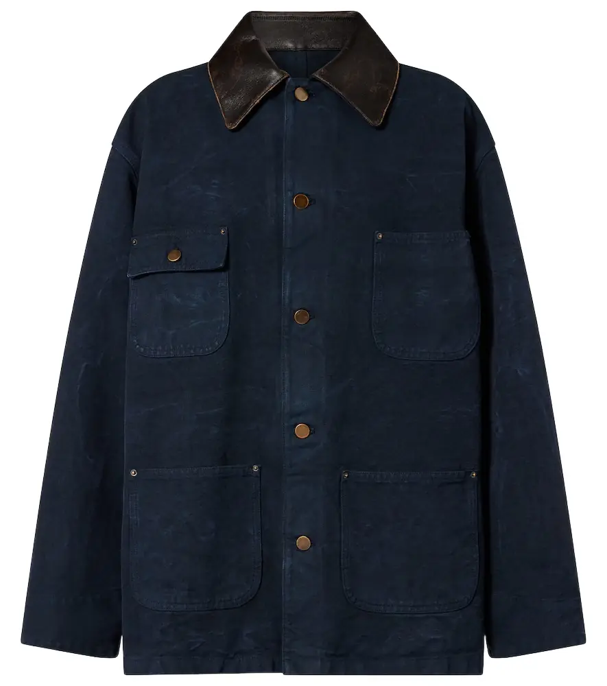Prada Oversized cotton leather-trimmed jacket