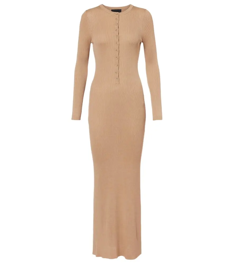 Nili Lotan Ribbed-knit silk maxi dress