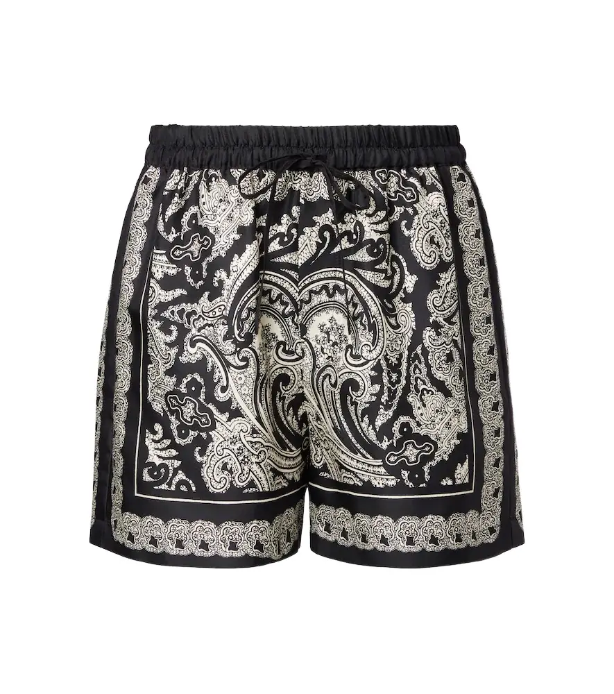Nili Lotan Frances paisley silk twill shorts