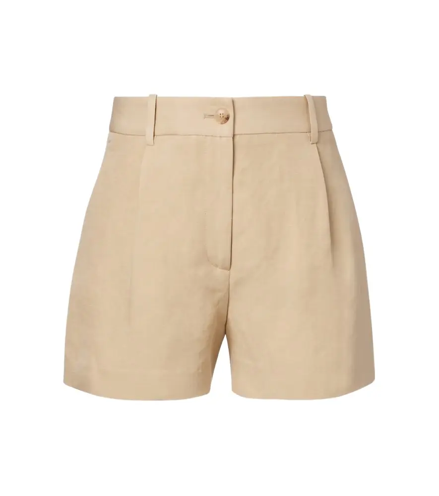 Nili Lotan Pleated high-rise linen and silk shorts