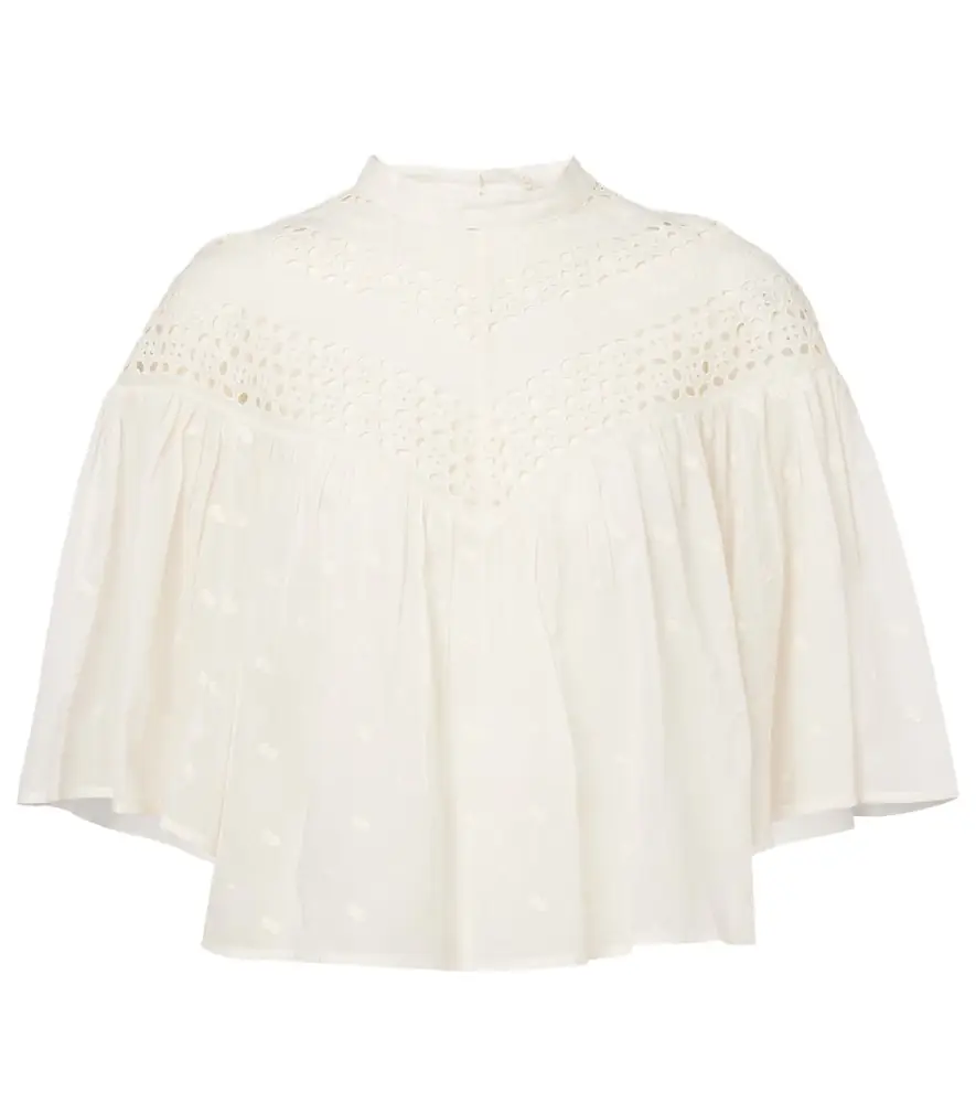 Nili Lotan Mikki embroidered cotton voile top
