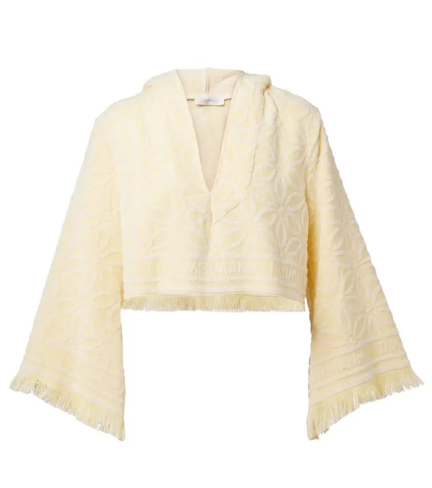 Zimmermann Coco hooded cotton terry crop top