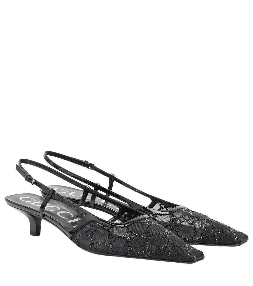 Gucci Demi embellished slingback pumps