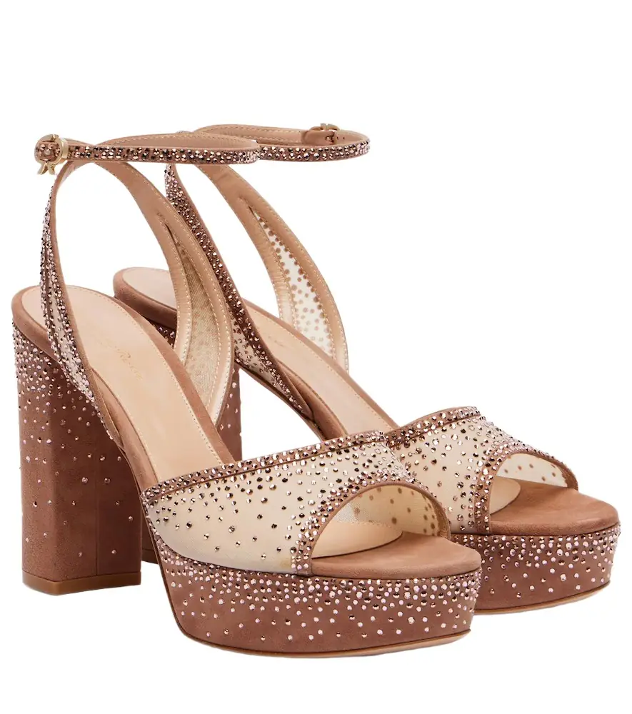 Gianvito Rossi Rania organza and suede platform sandals