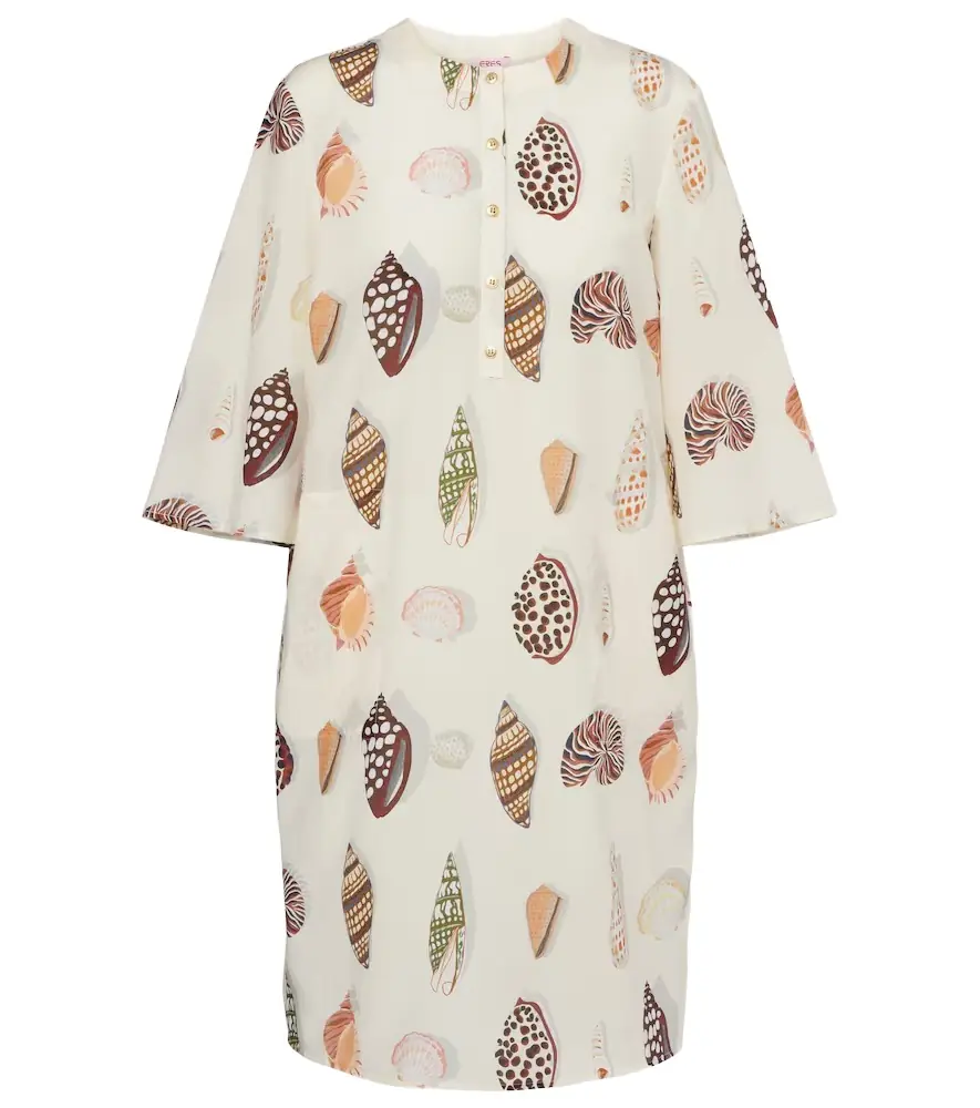 Eres Creme printed coton and silk minidress