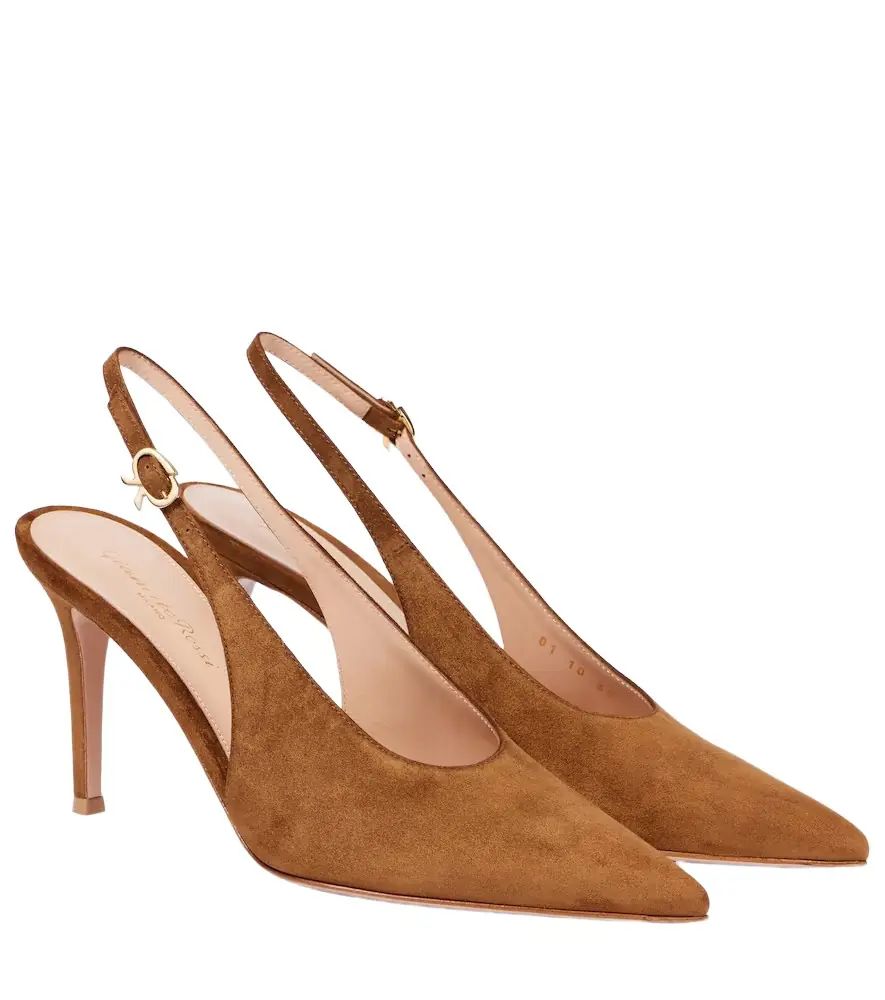 Gianvito Rossi Robbie suede slingback pumps