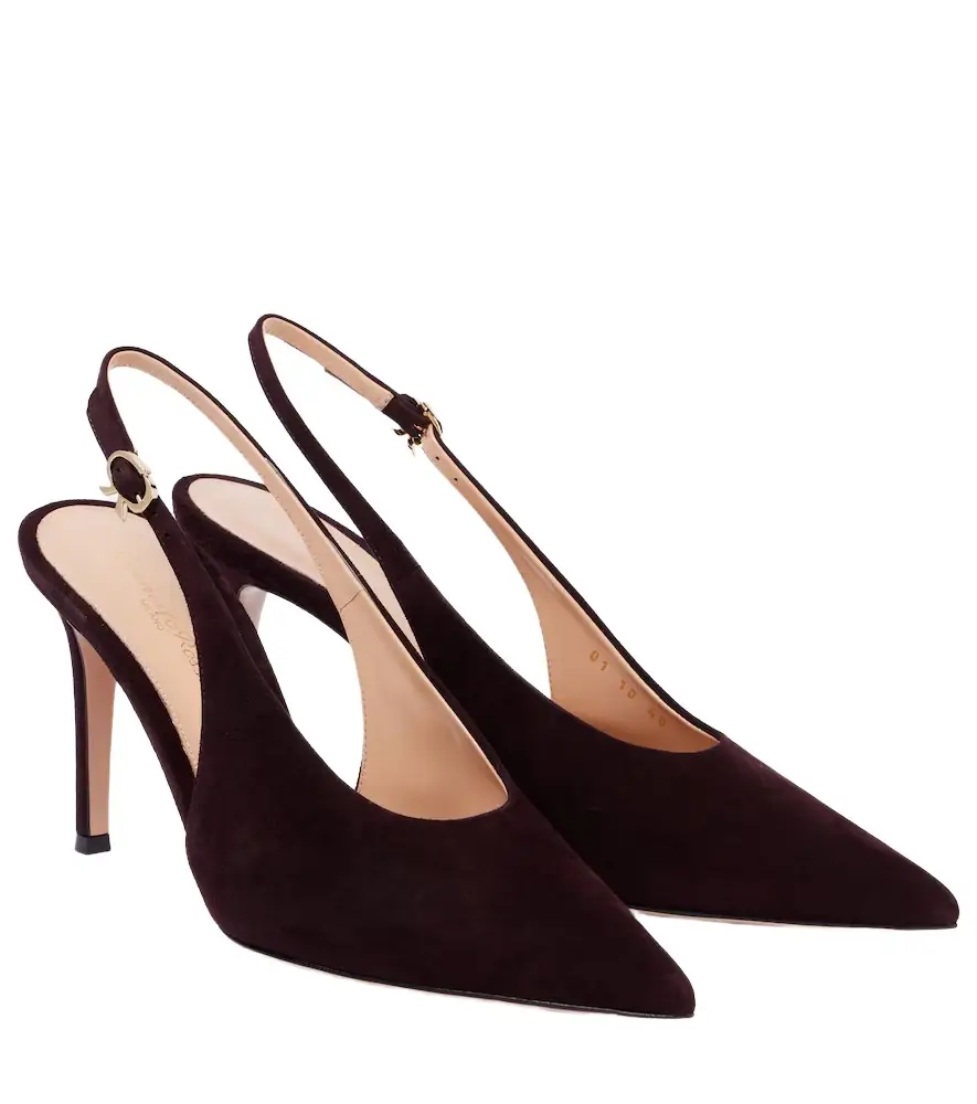Gianvito Rossi Robbie suede slingback pumps