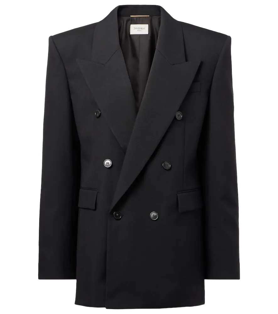 Saint Laurent Double-breasted wool canvas blazer