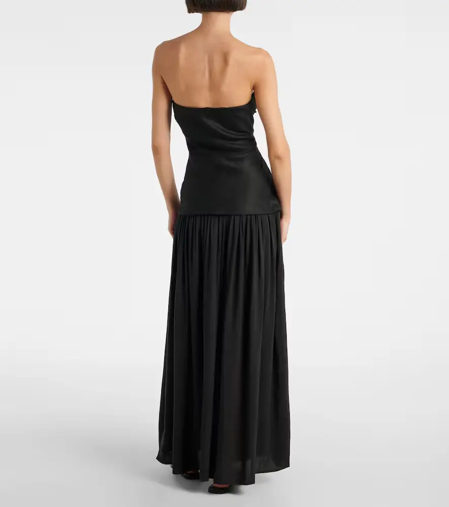 faithfull hedy strapless linen maxi dress Hedy strapless linen maxi dress in blue - Faithfull