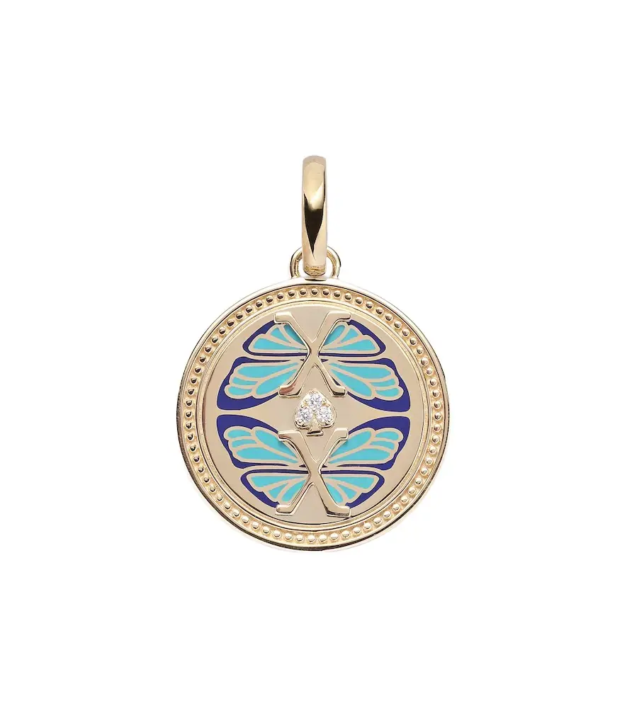 FoundRae Reverie Medium 18k gold and ceramic pendant with diamonds