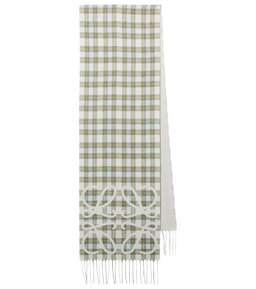Loewe Anagram checked silk and cashmere scarf