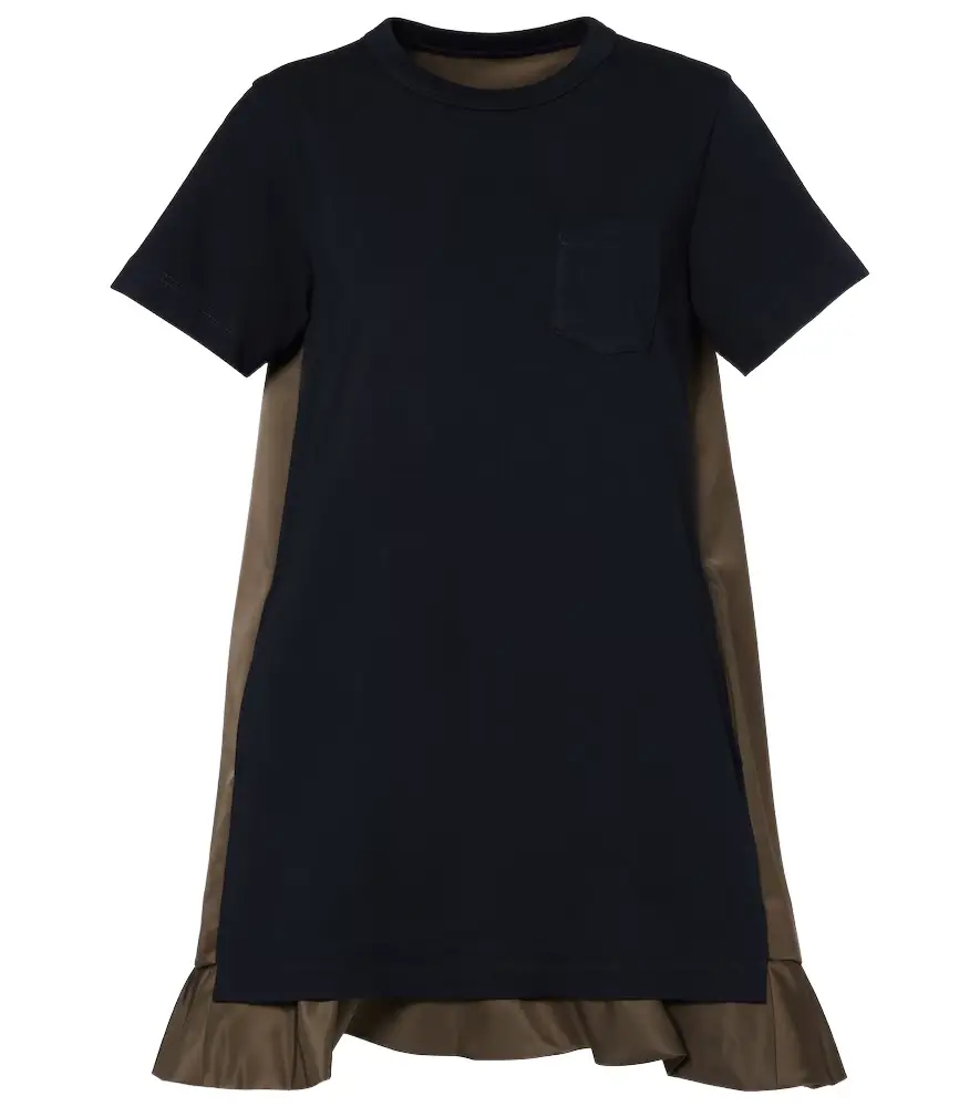 Sacai Jersey and twill minidress