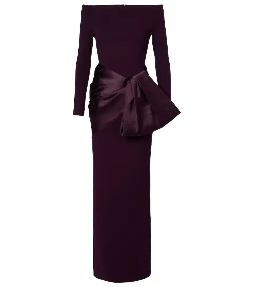 Solace London Kori bow-detail off-shoulder gown