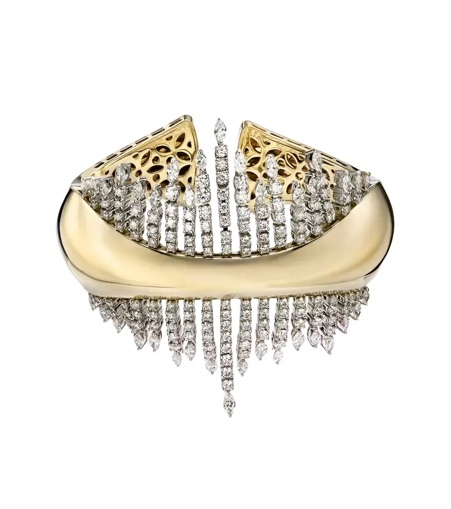 Yeprem Golden Strada 18kt gold cuff bracelet with diamonds