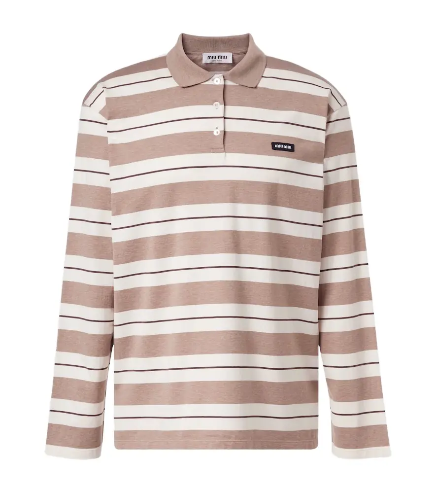 Miu Miu Striped cotton jersey polo shirt