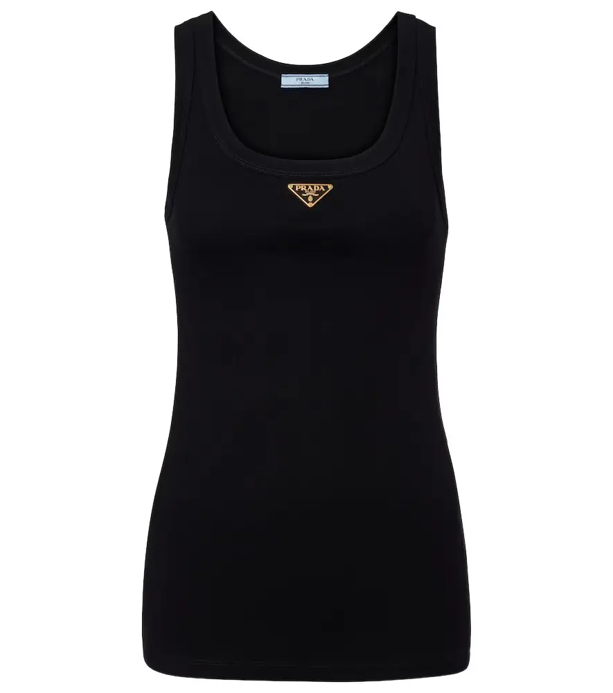 Prada Ribbed-knit cotton jersey tank top